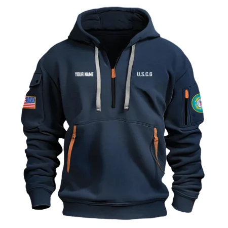 Personalized Name Color Navy Memorial Day Is For Them Veteran Day Is For Me U.S. Coast Guard Veteran Hoodie Half Zipper