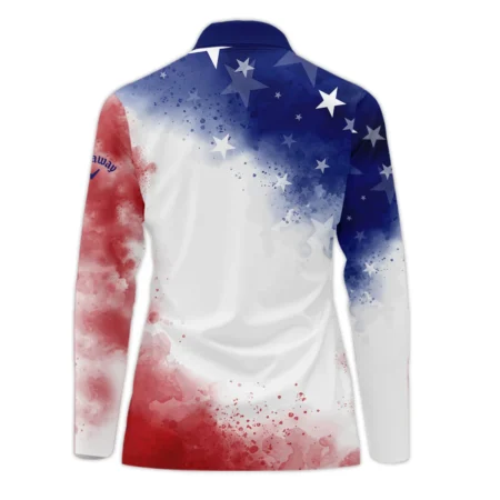 79th U.S. Women’s Open Lancaster Callaway Golf Blue Red Watercolor White Star Zipper Long Polo Shirt