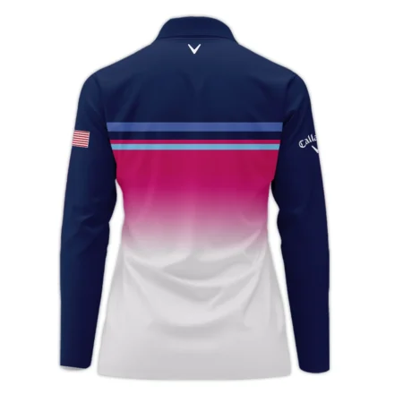 Dark Blue Pink White Line Callaway 79th U.S. Women’s Open Lancaster Long Polo Shirt