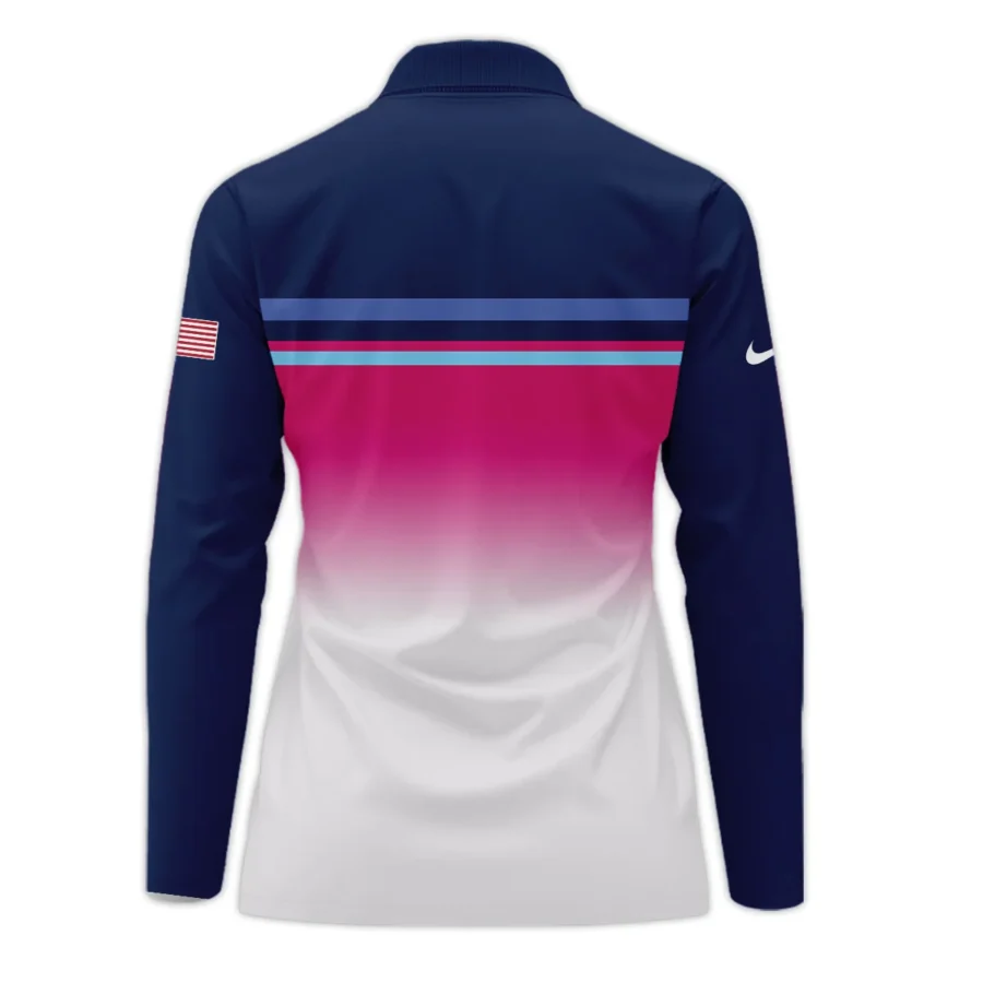 Dark Blue Pink White Line Nike 79th U.S. Women’s Open Lancaster Long Polo Shirt