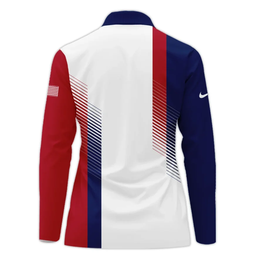 Nike 79th U.S. Women’s Open Lancaster Blue Red Abstract Zipper Long Polo Shirt