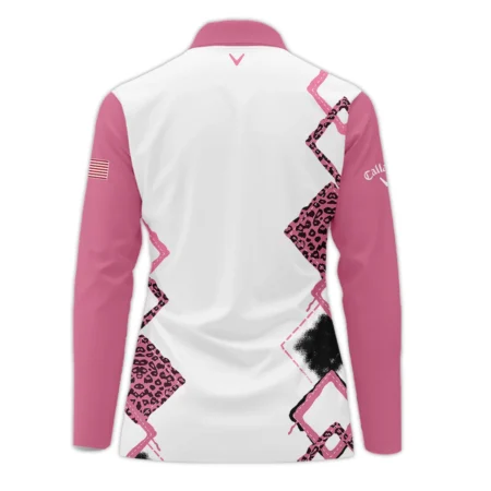 Callaway 79th U.S. Women’s Open Lancaster Pink Leopard Pattern White Long Polo Shirt