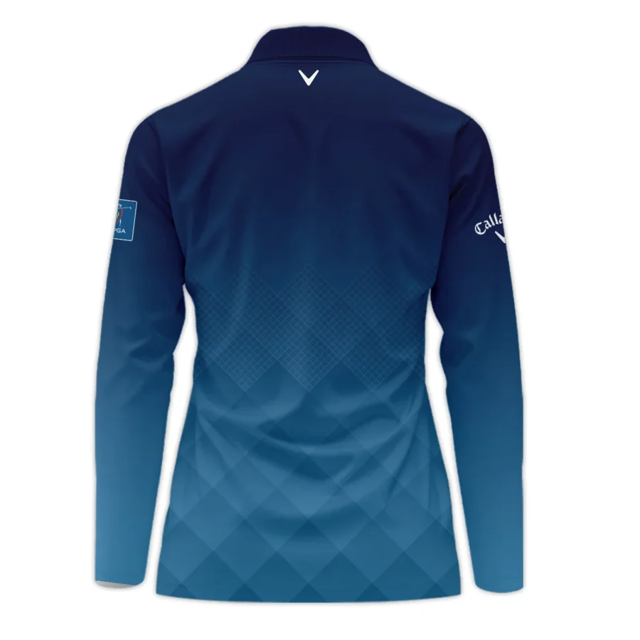 Callaway 2024 KPMG Women's PGA Championship Blue Diamond Abstract Zipper Long Polo Shirt