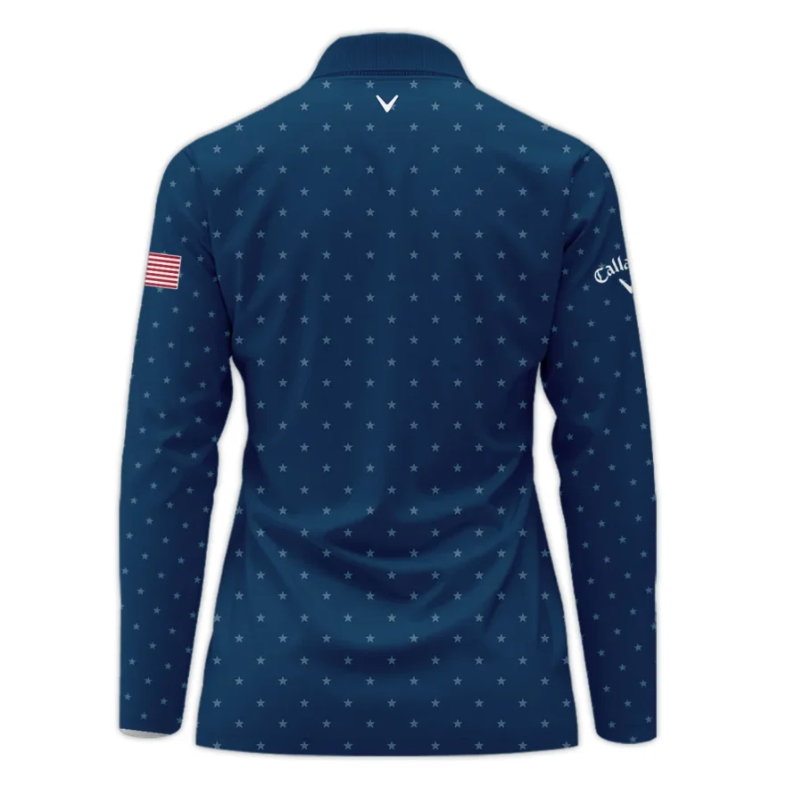 Golf Navy Blue Star American Callaway 79th U.S. Women’s Open Lancaster Zipper Long Polo Shirt