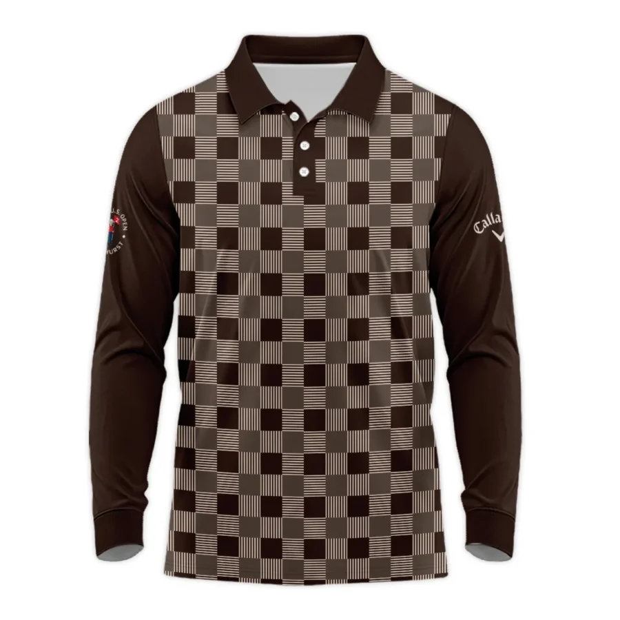 Golf Brown Square Pattern 124th U.S. Open Pinehurst Callaway Long Polo Shirt Style Classic