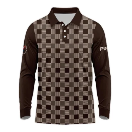 Golf Brown Square Pattern 124th U.S. Open Pinehurst Ping Long Polo Shirt Style Classic