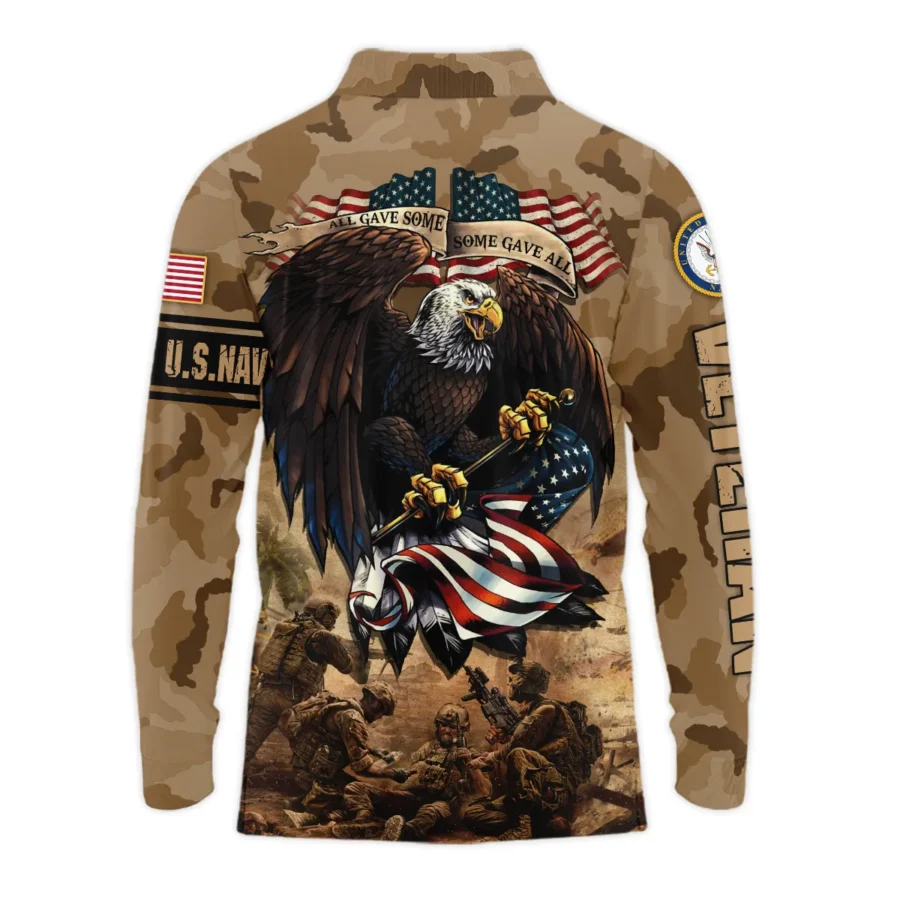 Veteran Camo Eagle All Gave Some Some Gave All U.S. Navy Veterans All Over Prints Long Polo Shirt