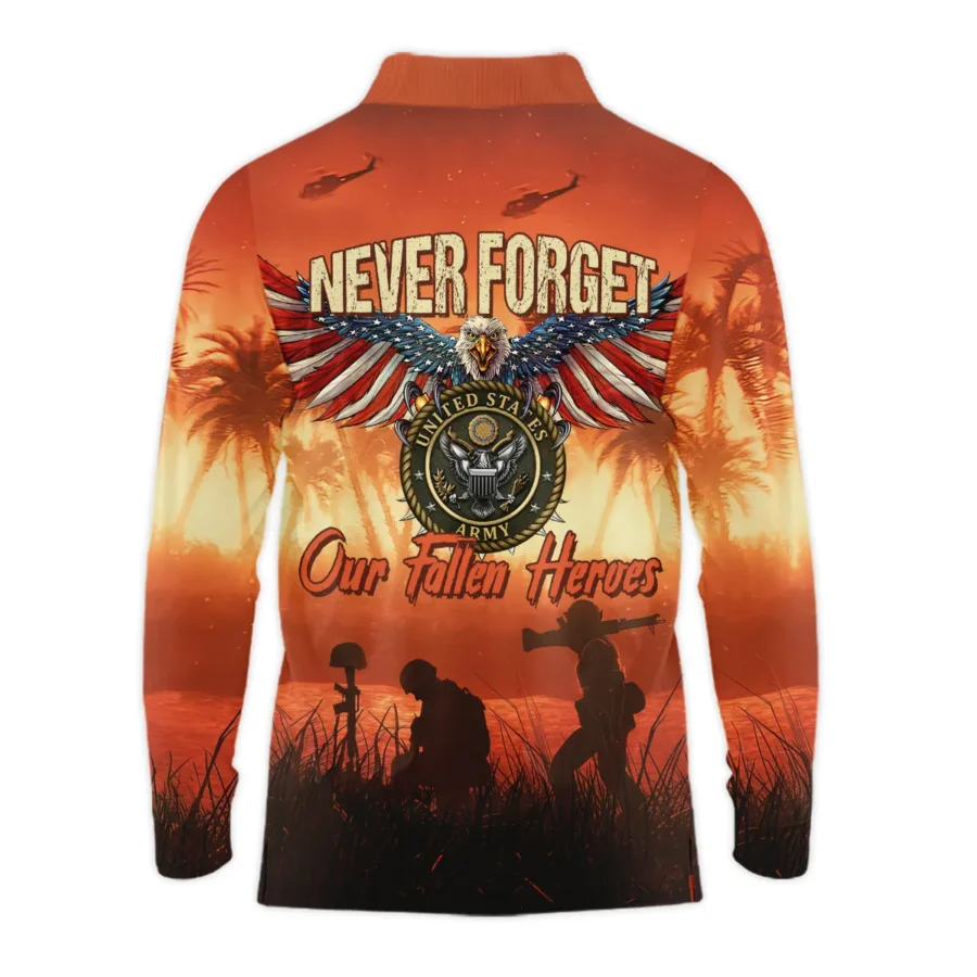 Veteran Never Forget Our Fallen Heroes U.S. Army Veterans All Over Prints Long Polo Shirt