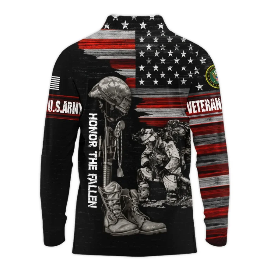 Veteran Honor The Fallen U.S. Army Veterans All Over Prints Long Polo Shirt