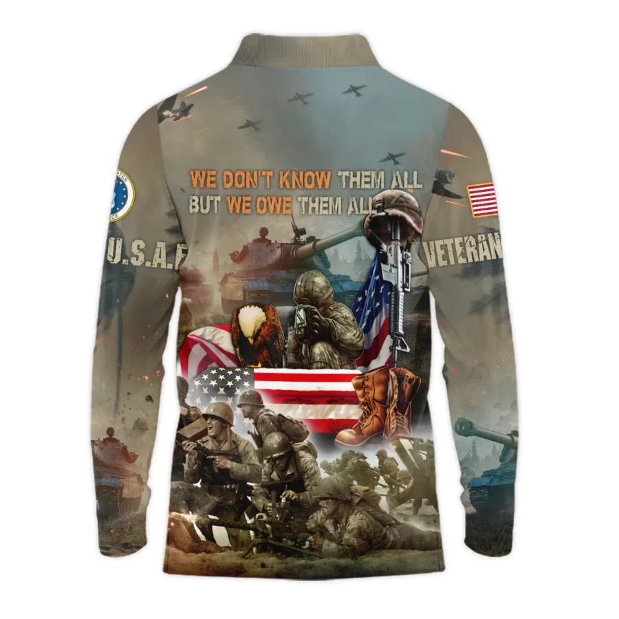 Veteran We Dont Know Them All But We Owe Them All U.S. Air Force Veterans All Over Prints Long Polo Shirt