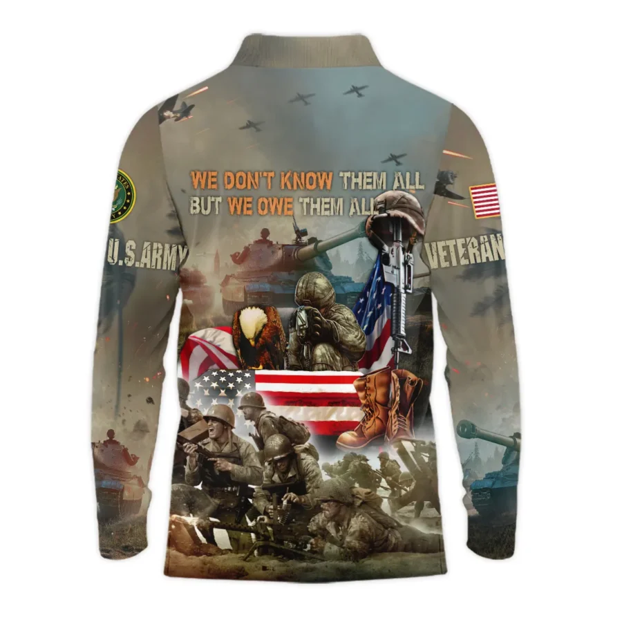Veteran We Dont Know Them All But We Owe Them All U.S. Army Veterans All Over Prints Long Polo Shirt