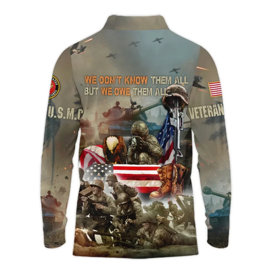 Veteran We Dont Know Them All But We Owe Them All U.S. Marine Corps Veterans All Over Prints Long Polo Shirt