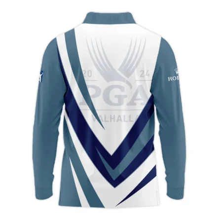 Rolex 2024 PGA Championship Valhalla Dark Moderate Blue White Blue Long Polo Shirt Style Classic Long Polo Shirt For Men