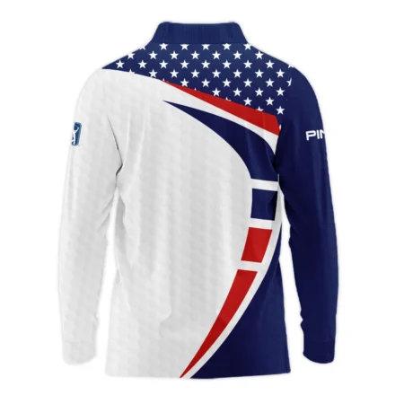 Blue Red Golf Pattern Star White 124th U.S. Open Pinehurst Ping Long Polo Shirt Style Classic