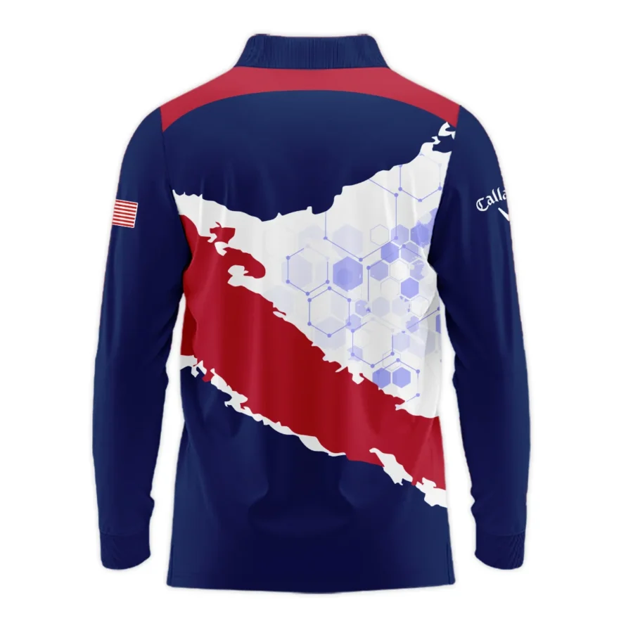 Callaway 124th U.S. Open Pinehurst Red Dark Blue White Abstract Background Long Polo Shirt Style Classic