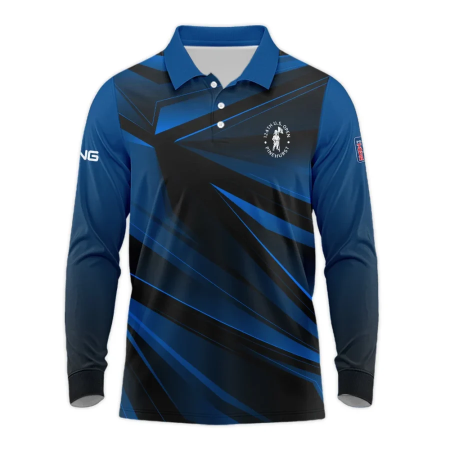 Ping 124th U.S. Open Pinehurst Dark Blue Gradient Sublimation Long Polo Shirt Style Classic