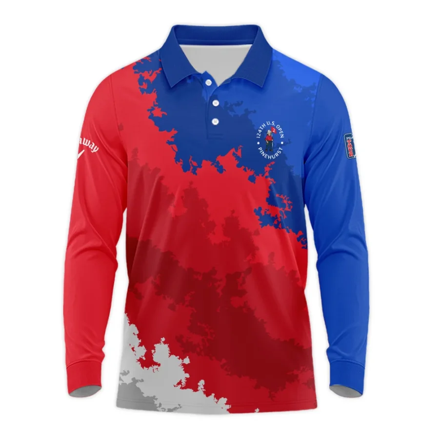 Callaway 124th U.S. Open Pinehurst Blue Red White Background Long Polo Shirt Style Classic