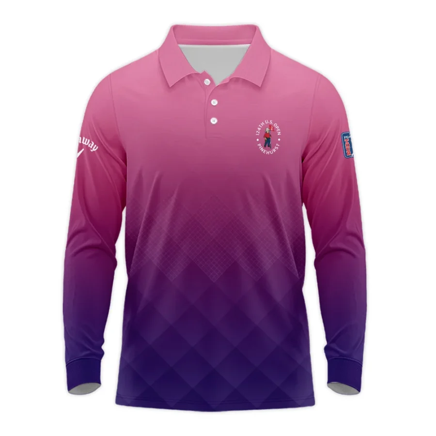 Callaway 124th U.S. Open Pinehurst Purple Pink Gradient Abstract Long Polo Shirt Style Classic