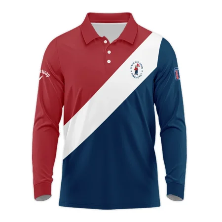 124th U.S. Open Pinehurst Callaway Blue Red White Background Long Polo Shirt Style Classic