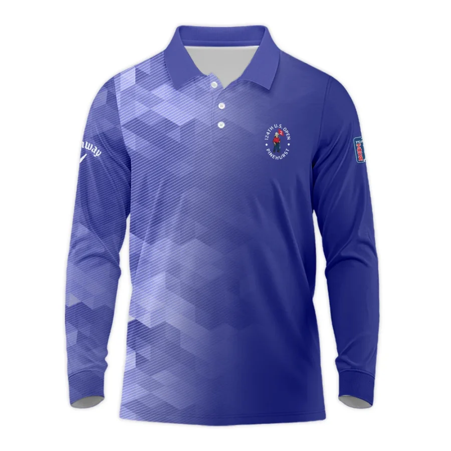 124th U.S. Open Pinehurst Callaway Dark Moderate Blue Abstract Long Polo Shirt Style Classic