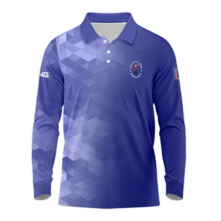 124th U.S. Open Pinehurst Ping Dark Moderate Blue Abstract Long Polo Shirt Style Classic