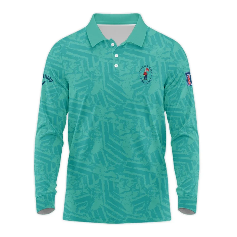 Moderate Cyan Abstract 124th U.S. Open Pinehurst Callaway Long Polo Shirt Style Classic