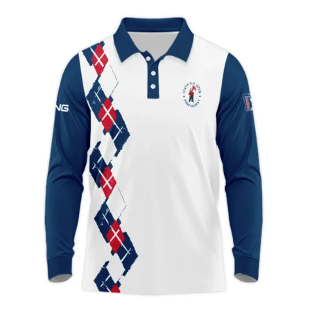 Golf Sport Pattern Blue Mix Color 124th U.S. Open Pinehurst Ping Long Polo Shirt Style Classic