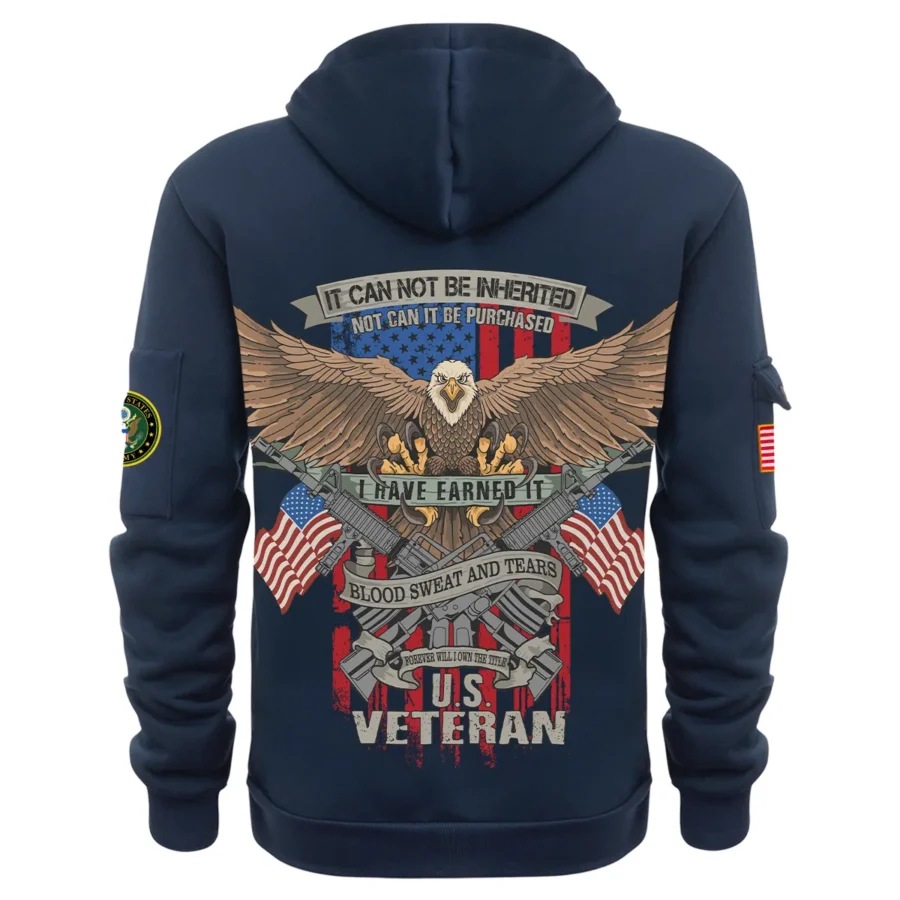 Personalized Name Color Navy It CanNot Be Inherited U.S. Army Veteran Hoodie Half Zipper