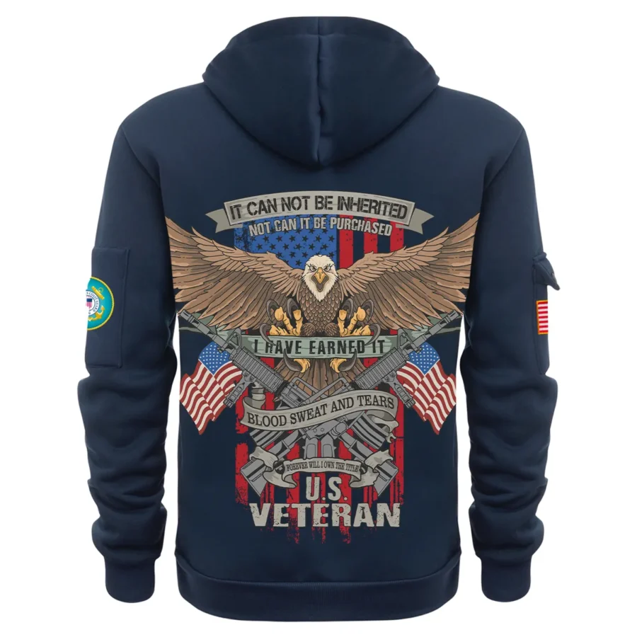 Personalized Name Color Navy It CanNot Be Inherited U.S. Coast Guard Veteran Hoodie Half Zipper