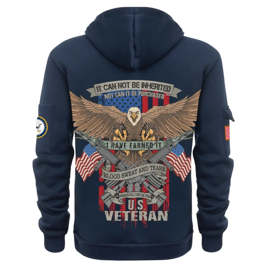 Personalized Name Color Navy It CanNot Be Inherited U.S. Navy Veteran Hoodie Half Zipper