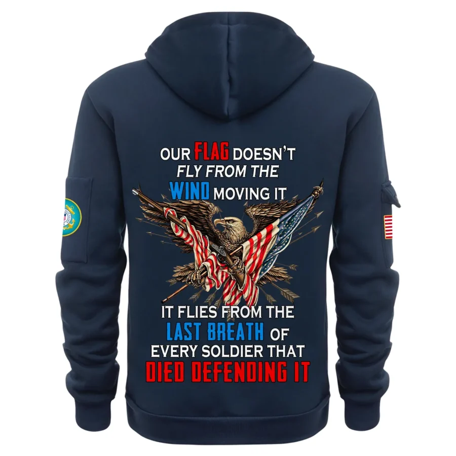 Personalized Name Color Navy Every Soldier That Died Defending It U.S. Coast Guard Veteran Hoodie Half Zipper