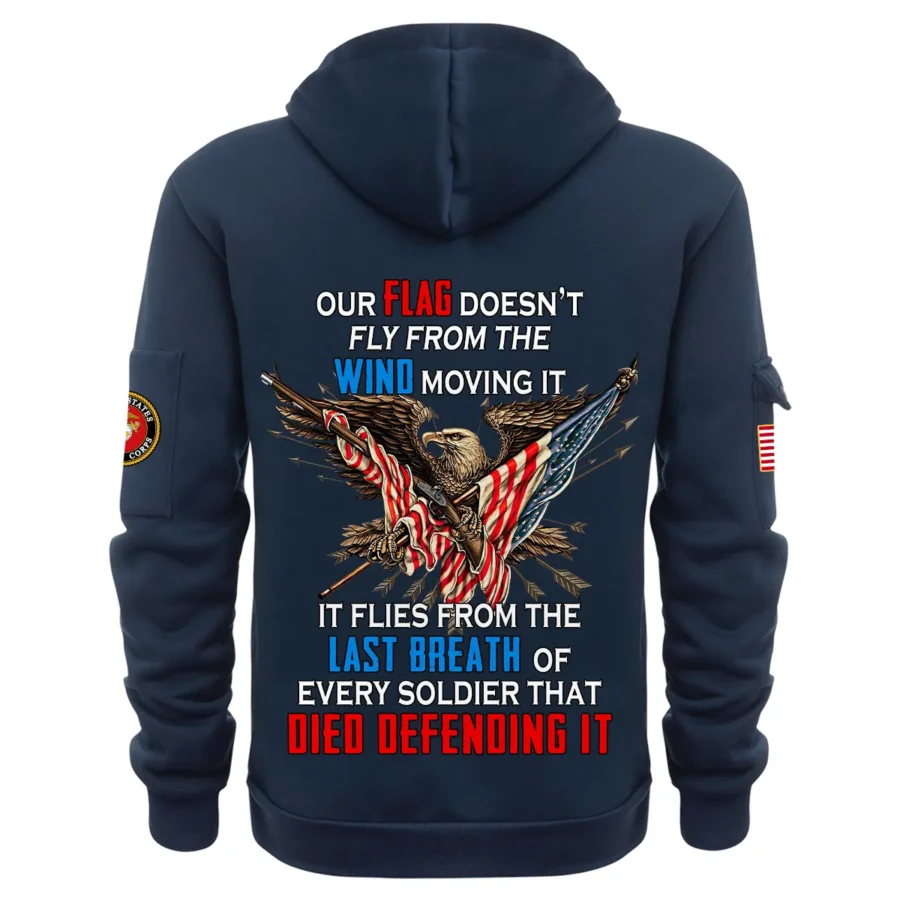 Personalized Name Color Navy Every Soldier That Died Defending It U.S. Marine Corps Veteran Hoodie Half Zipper