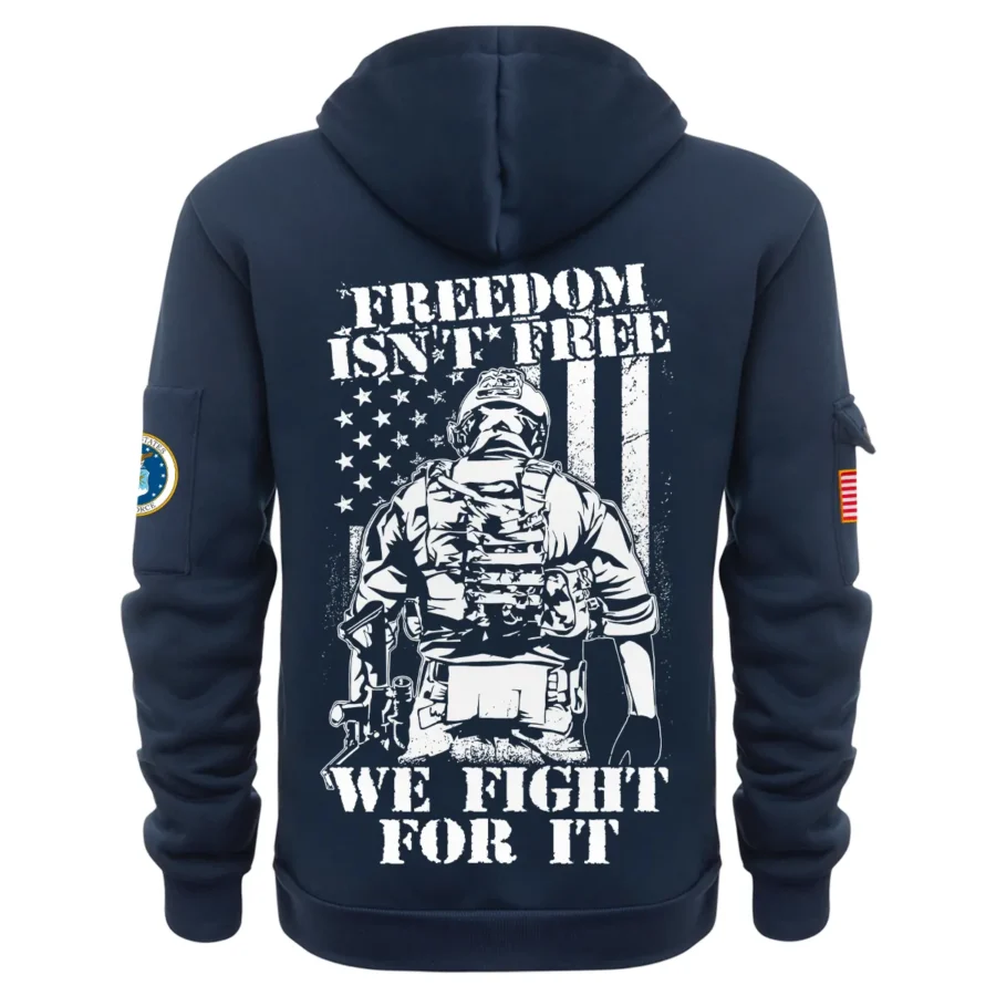 Personalized Name Color Navy Freedom Isnt Free We Fight For It U.S. Air Force Veteran Hoodie Half Zipper