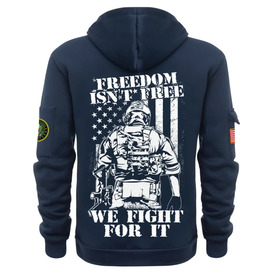 Personalized Name Color Navy Freedom Isnt Free We Fight For It U.S. Army Veteran Hoodie Half Zipper