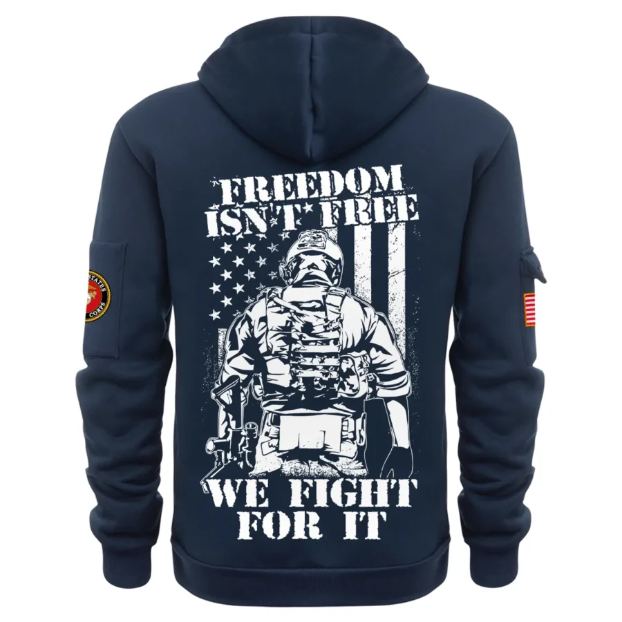 Personalized Name Color Navy Freedom Isnt Free We Fight For It U.S. Marine Corps Veteran Hoodie Half Zipper