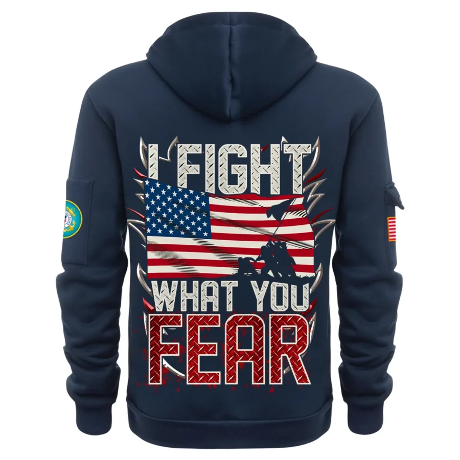 Personalized Name Color Navy I Fight What You Fear U.S. Coast Guard Veteran Hoodie Half Zipper