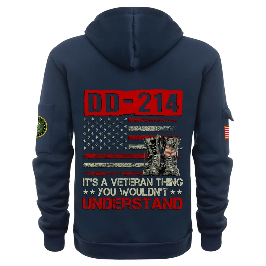 Personalized Name Color Navy DD-214 Its A Veteran Thing You Wouldnt Understand U.S. Army Veteran Hoodie Half Zipper