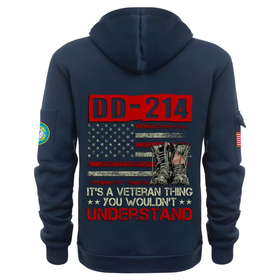 Personalized Name Color Navy DD-214 Its A Veteran Thing You Wouldnt Understand U.S. Coast Guard Veteran Hoodie Half Zipper