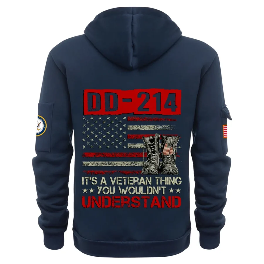 Personalized Name Color Navy DD-214 Its A Veteran Thing You Wouldnt Understand U.S. Navy Veteran Hoodie Half Zipper