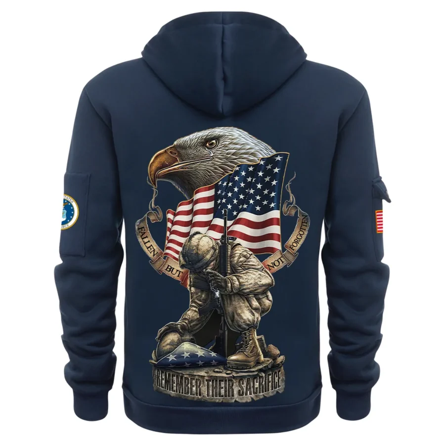 Personalized Name Color Navy Fallen But Not Forgotten Remember Their Sacrifice U.S. Air Force Veteran Hoodie Half Zipper