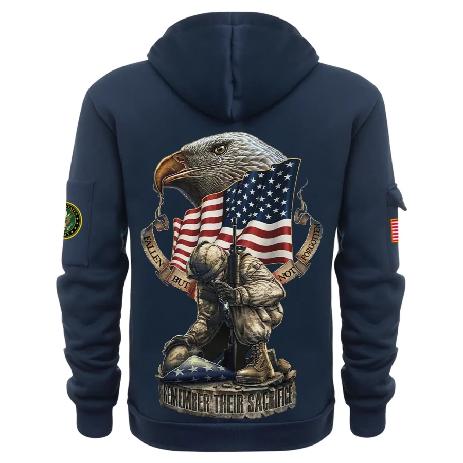 Personalized Name Color Navy Fallen But Not Forgotten Remember Their Sacrifice U.S. Army Veteran Hoodie Half Zipper