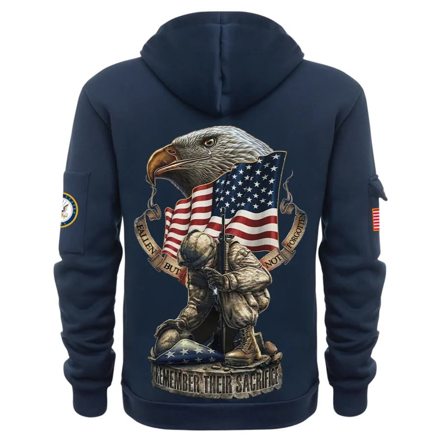 Personalized Name Color Navy Fallen But Not Forgotten Remember Their Sacrifice U.S. Navy Veteran Hoodie Half Zipper