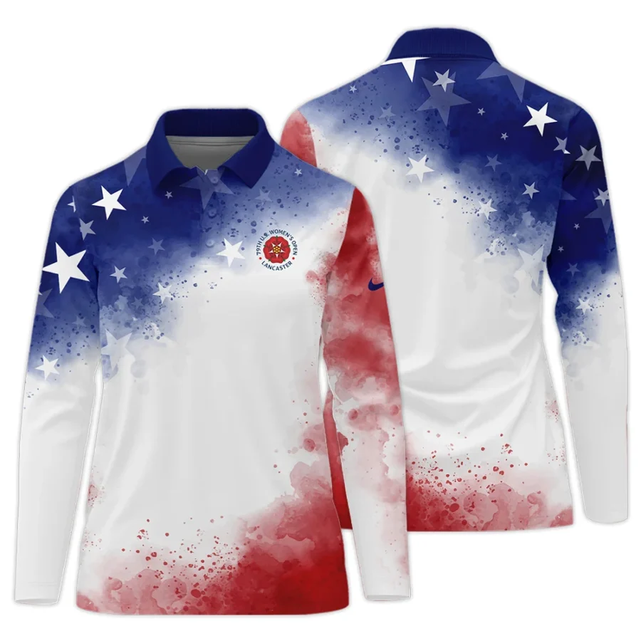 79th U.S. Women’s Open Lancaster Nike Golf Blue Red Watercolor White Star Long Polo Shirt