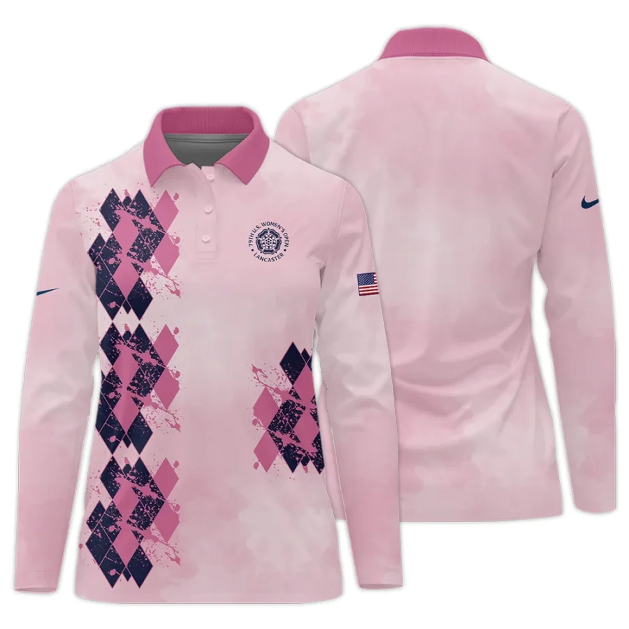 79th U.S. Women’s Open Lancaster Nike Argyle Plaid Pink Blue Pattern Long Polo Shirt