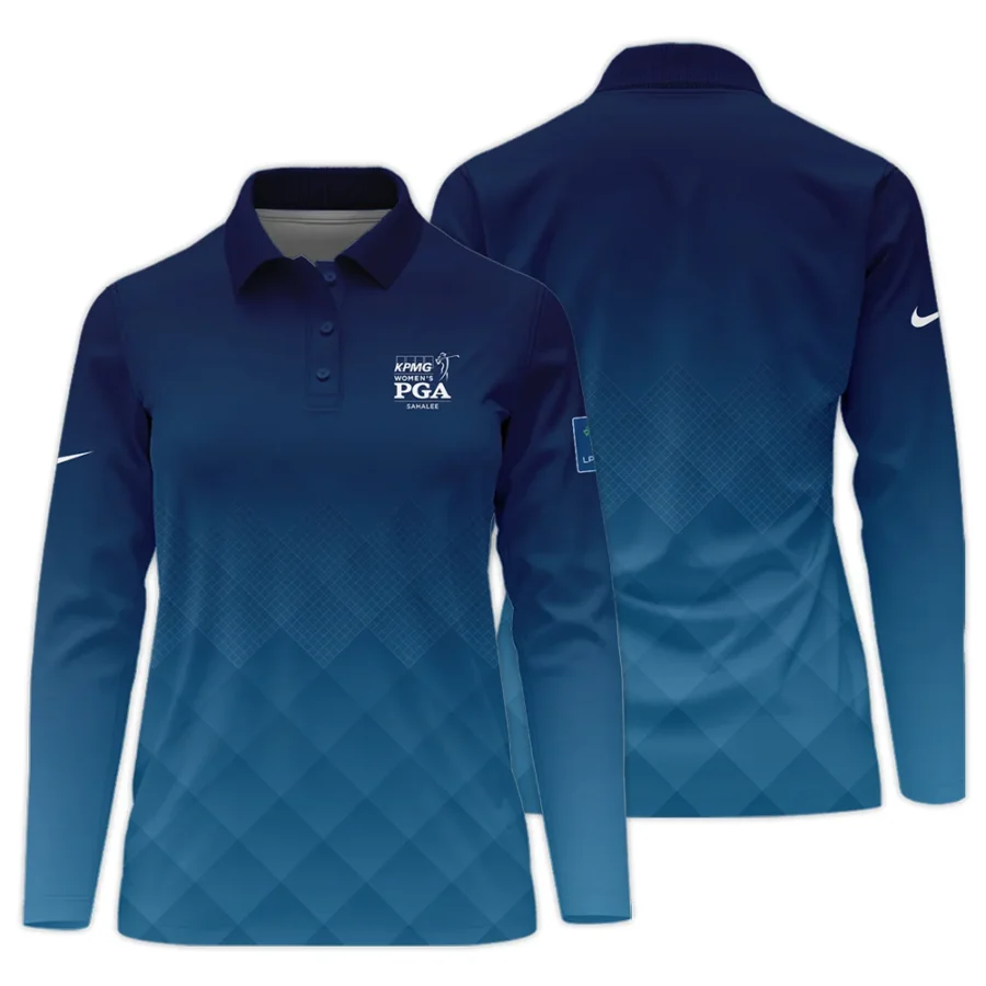 Nike 2024 KPMG Women's PGA Championship Blue Diamond Abstract Long Polo Shirt