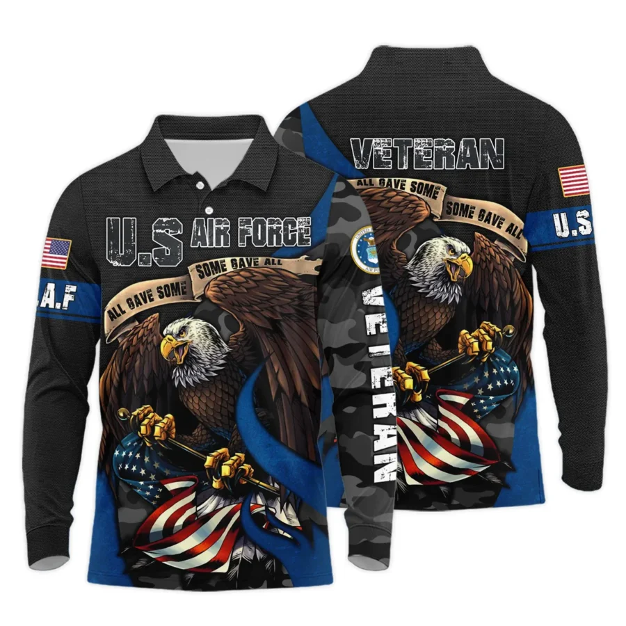 All Gave Some Some Gave All Veteran Eagle Flag U.S. Air Force Veterans All Over Prints Long Polo Shirt