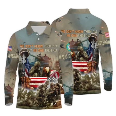 Veteran We Dont Know Them All But We Owe Them All U.S. Coast Guard Veterans All Over Prints Long Polo Shirt