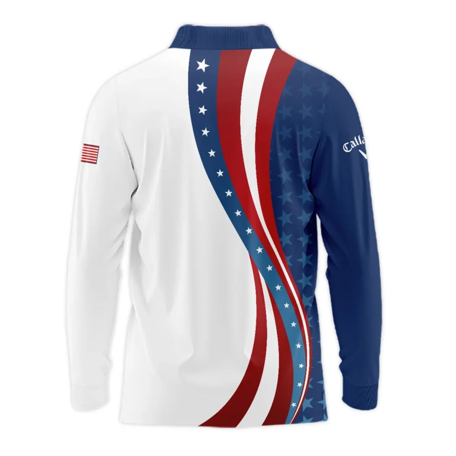 124th U.S. Open Pinehurst Blue Gradient Red White Star Callaway Long Polo Shirt Style Classic