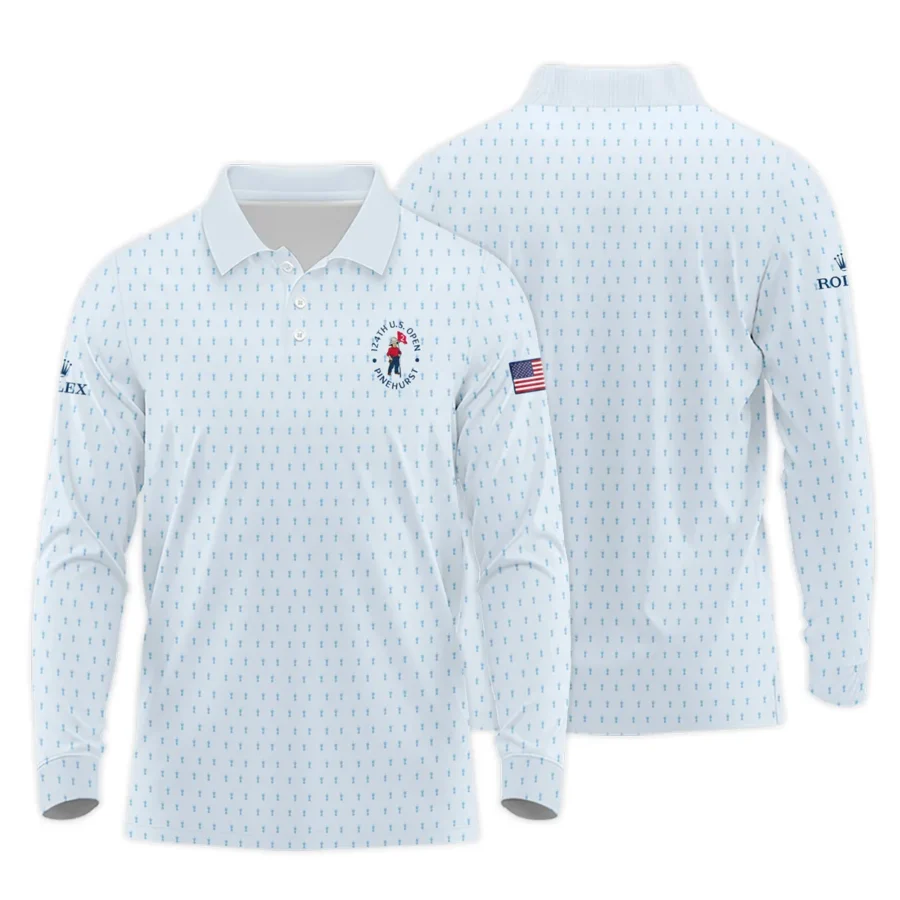 Golf Pattern Light Blue Cup 124th U.S. Open Pinehurst Rolex Long Polo Shirt Style Classic