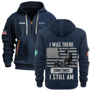 Personalized Name Color Black I Was There Sometimes I Still Am U.S. Air Force Veteran Hoodie Half Zipper